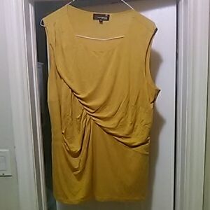 💲4⃣▶▶Draped Sleeveless Midi Topin Mustard Yellow